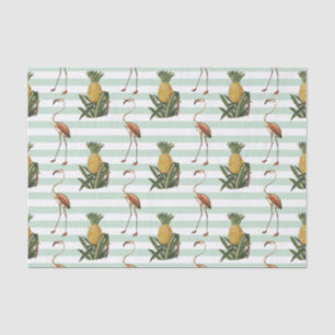 Papel De Seda Padrão de flamingo e abacaxi de decoupage vintage
