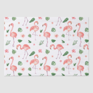 Papel De Seda Padrão de Flamingo Rosa Tropical