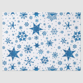 Papel De Seda Padrão de Floco de Neve Azul