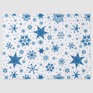 Papel De Seda Padrão de Floco de Neve Azul