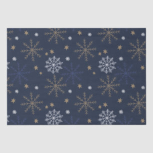 Papel De Seda Padrão de Floco de Neve Escuro - Azul Escuro