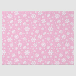 Papel De Seda Padrão de flocos de neve de Natal rosa bebê e bran