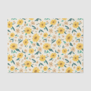 Papel De Seda Padrão de Flor Amarelo