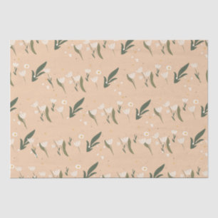 Papel De Seda Padrão de Flor Branco Minimalista em Neutral