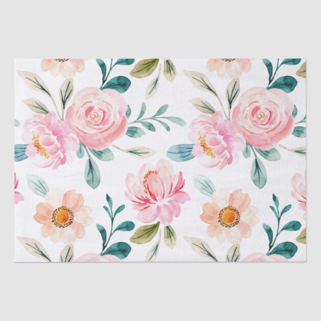 Papel De Seda Padrão De Flor Chic De Algodão (Frente )