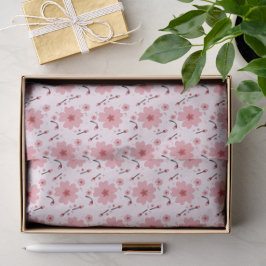 Papel De Seda Padrão de Flor de Cerejeira Rosa