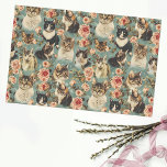 Papel De Seda Padrão de Flor de Gato Floral Vintage<br><div class="desc">Este design pode ser personalizado escolhendo a opção Editar Design. Você também pode transferir para outros itens. Entre em contato comigo em colorflowcreations@gmail.com ou use a opção de bate-papo no topo da página se você quiser ter este design em outro produto ou precisar de assistência com este design. Não posso...</div>