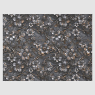 Papel De Seda Padrão de Flor de Metal Enferrujado Steampunk para