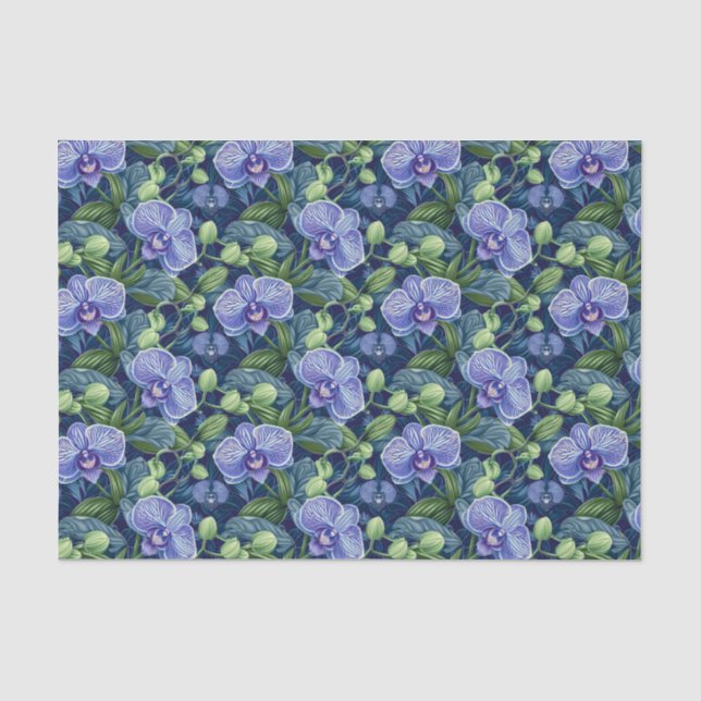 Papel De Seda Padrão de Flor de Orquídea Decoupage Roxo (Frente )