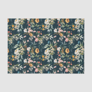 Papel De Seda Padrão de Flor do Jardim do Estilo de Vintagem Azu