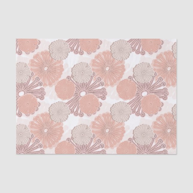 Papel De Seda Padrão de Flor Dourado rosa (Frente )