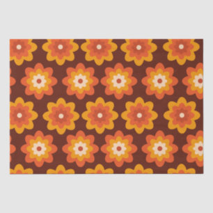 Papel De Seda Padrão de flor laranja boho hippie retrô dos anos