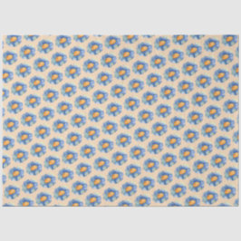 Papel De Seda Padrão de Flor Laranja e Azul