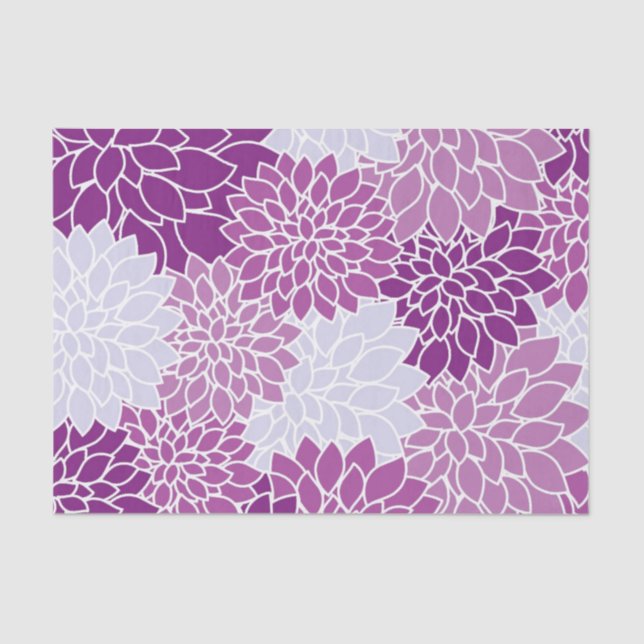 Papel De Seda Padrão de Flor Roxo (Frente )