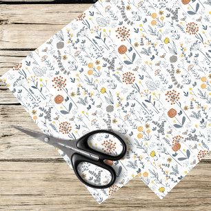 Papel De Seda padrão de flor selvagem boho