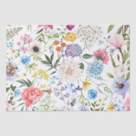 Papel De Seda Padrão de flor selvagem elegante e colorida