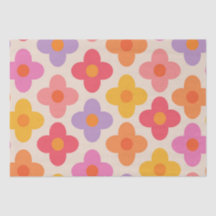 Padrão de Flores Coloridas Retro Hippie Mod