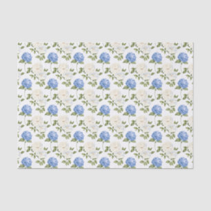 Papel De Seda Padrão de Flores de Hidrelétrica Azul Elegante