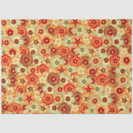 Papel De Seda Padrão de Flores de Hippie Laranja Retro-Laranja