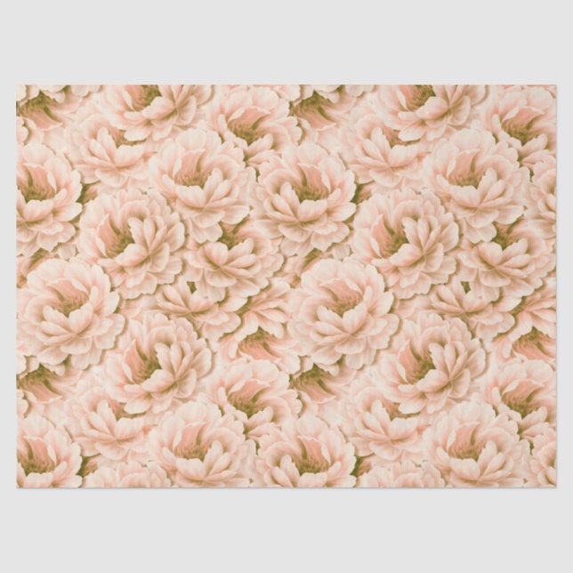 Papel De Seda Padrão de Flores de Pêssego de Aquarela Moderna (Frente )