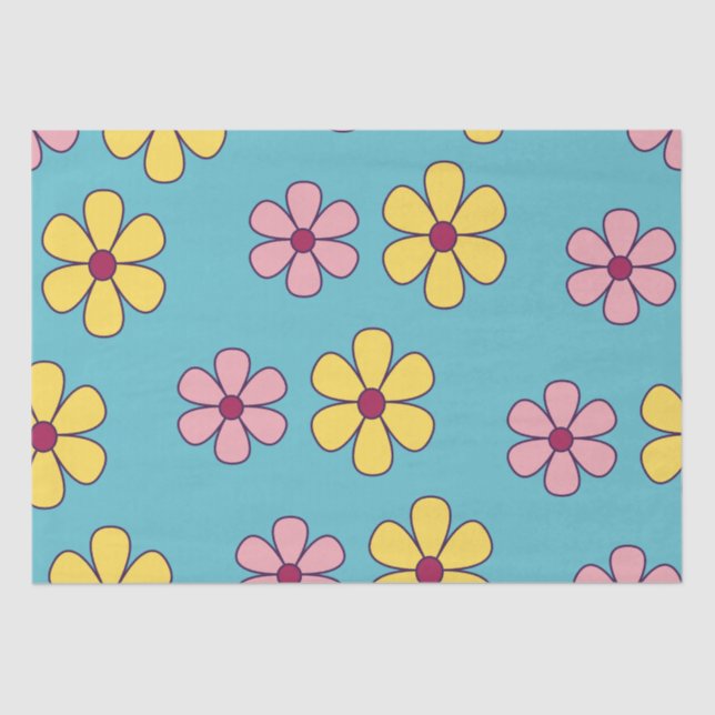 Papel De Seda Padrão de flores grandes e bonitas (Frente )