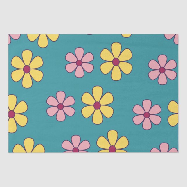 Papel De Seda Padrão de flores grandes e bonitas (Frente )