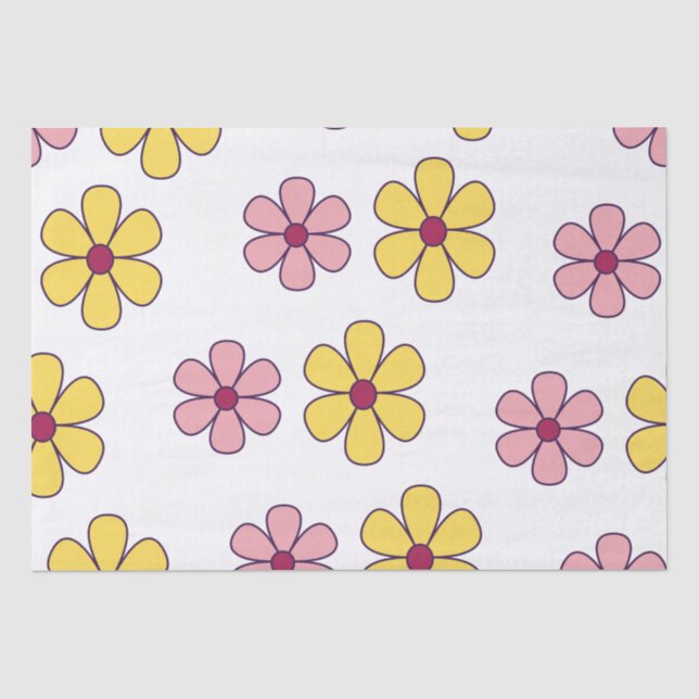 Papel De Seda Padrão de flores grandes e bonitas (Frente )