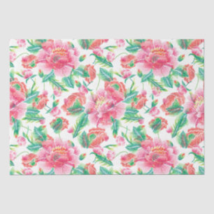 Papel De Seda Padrão de Flores Rosa Brilhante