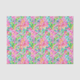Papel De Seda Padrão de Flores Tropicais na Praia de Preppy Palm