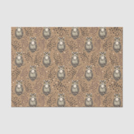 Papel De Seda Padrão De Floresta Ilustrada De Coruja Castanha