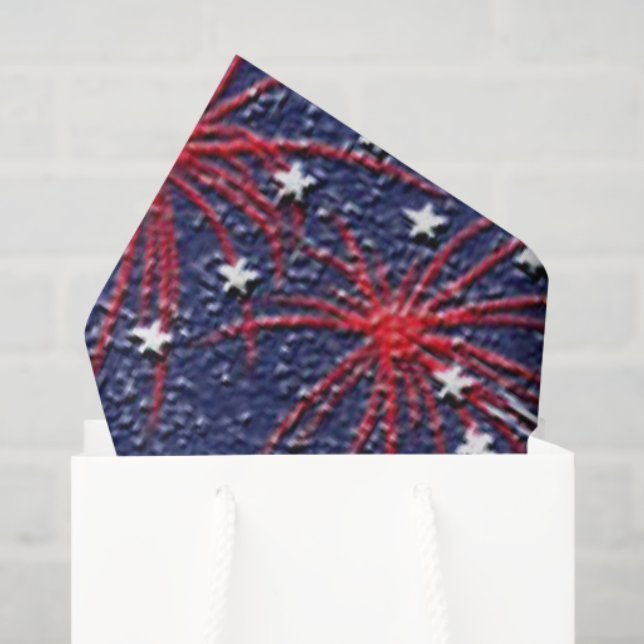 papel de seda padrão de fogos de artifício patriót (Sacola de presentes)