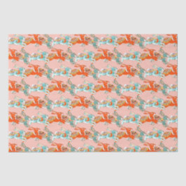 Papel De Seda Padrão de Folha Cinzenta Colorida de Coelho Cor-de