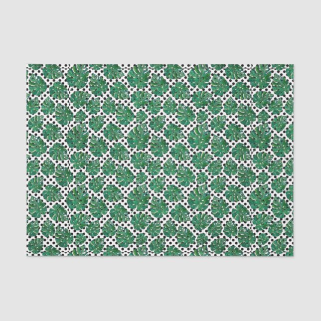 Papel De Seda Padrão de Folha Verde 10 (Frente )