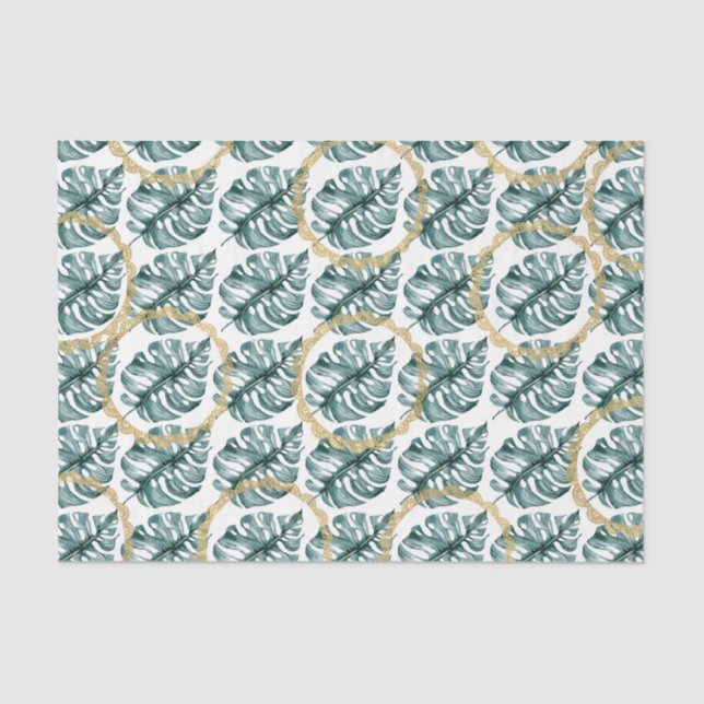 Papel De Seda Padrão de Folha Verde 11 (Frente )