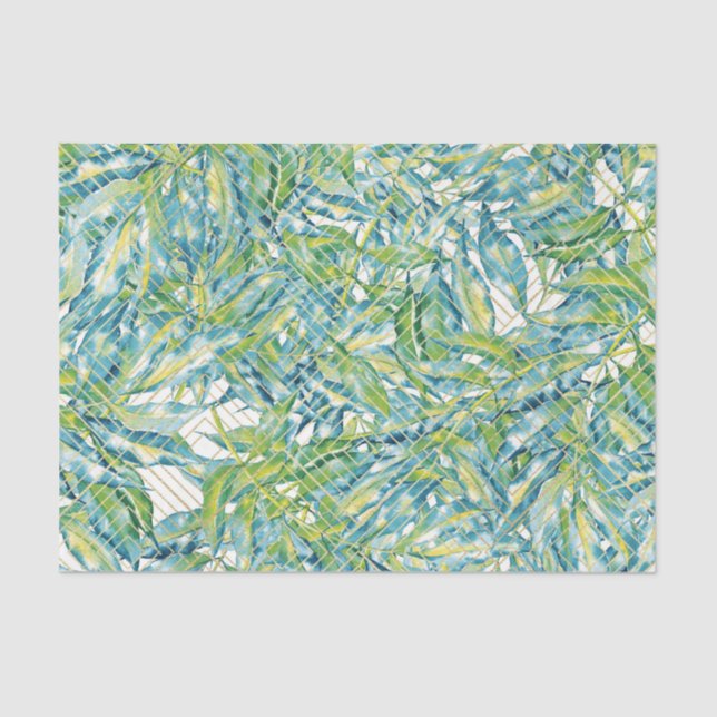 Papel De Seda Padrão de Folha Verde 12 (Frente )