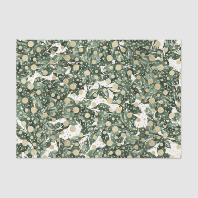 Papel De Seda Padrão de Folha Verde 17 (Frente )