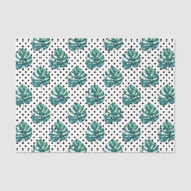 Papel De Seda Padrão de Folha Verde 18 (Frente )