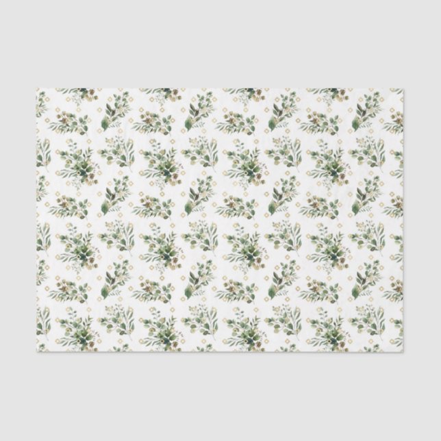 Papel De Seda Padrão de Folha Verde 23 (Frente )