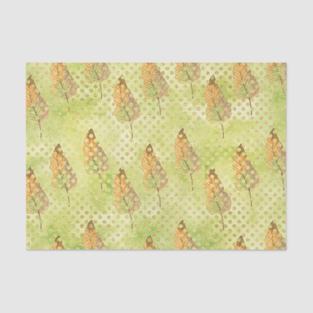 Papel De Seda Padrão de Folha Verde 9 (Frente )