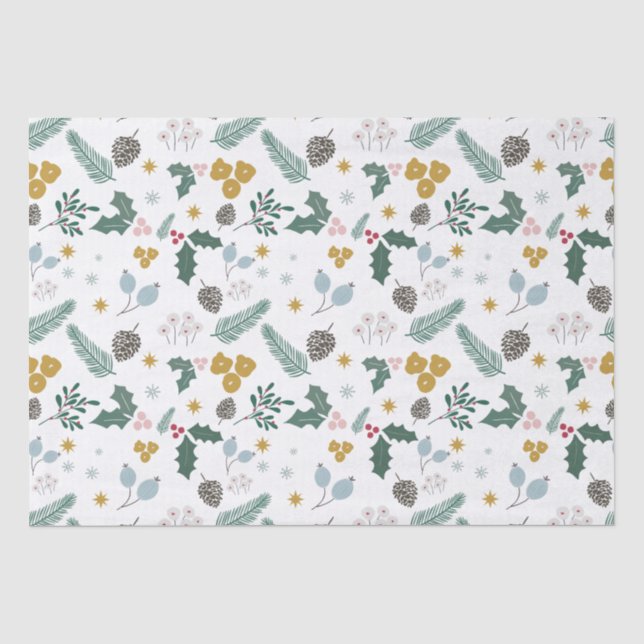 Papel De Seda Padrão de Folhagem de Natal Super Dimensionado Mod (Frente )