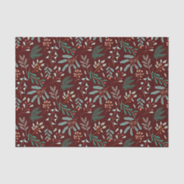 Papel De Seda Padrão de Folhagem Rustic Red Christmas
