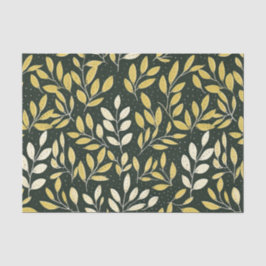 Papel De Seda Padrão de Folhas Amarelas e Creme Ramas 