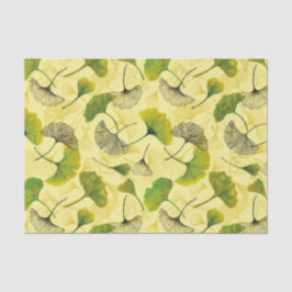 Papel De Seda Padrão de Folhas Botânicas do Ginkgo Biloba