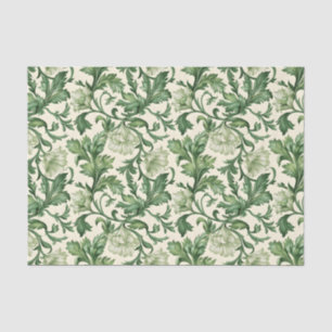 Papel De Seda Padrão de folhas de acanto verde escuro ornamentad
