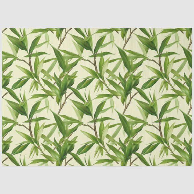 Papel De Seda Padrão de Folhas de Bambu Verde Decoupage (Frente )