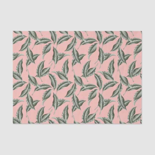 Papel De Seda Padrão de Folhas de Jardim Tropicais (Frente )