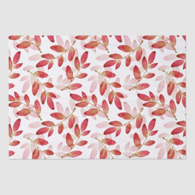 Papel De Seda Padrão de Folhas em Camada de Aquarela do outono V (Frente )