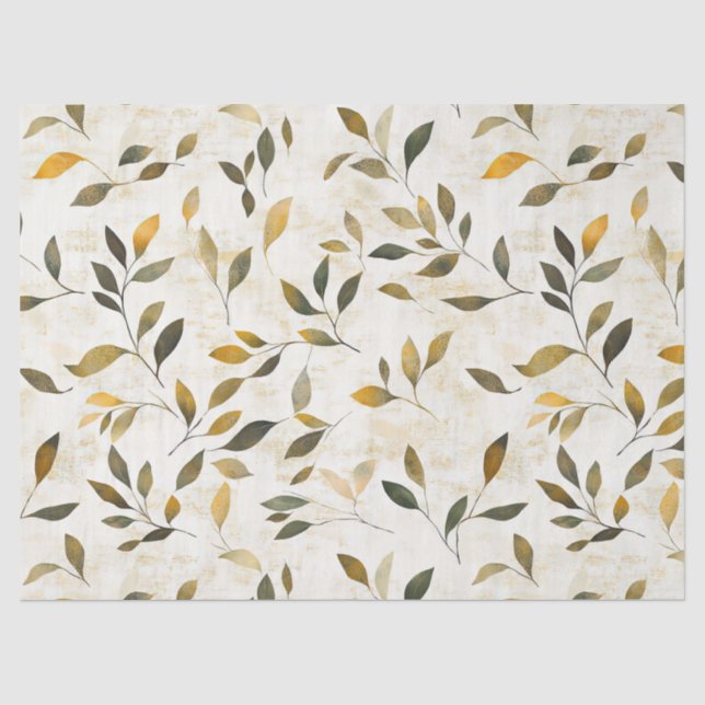 Papel De Seda Padrão de Folhas Prensadas Rústicas – Botânica de  (Frente )
