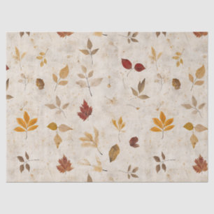 Papel De Seda Padrão de Folhas Prensadas Rústicas – Botânica de