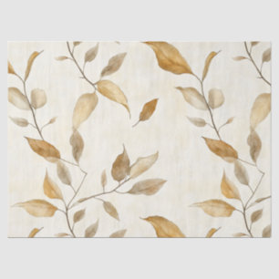Papel De Seda Padrão de Folhas Prensadas Rústicas – Botânica de